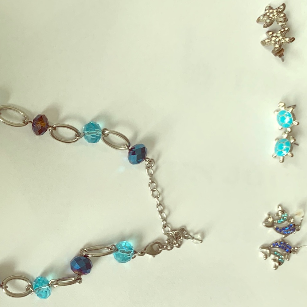 Sea Life Necklace + Earrings set
